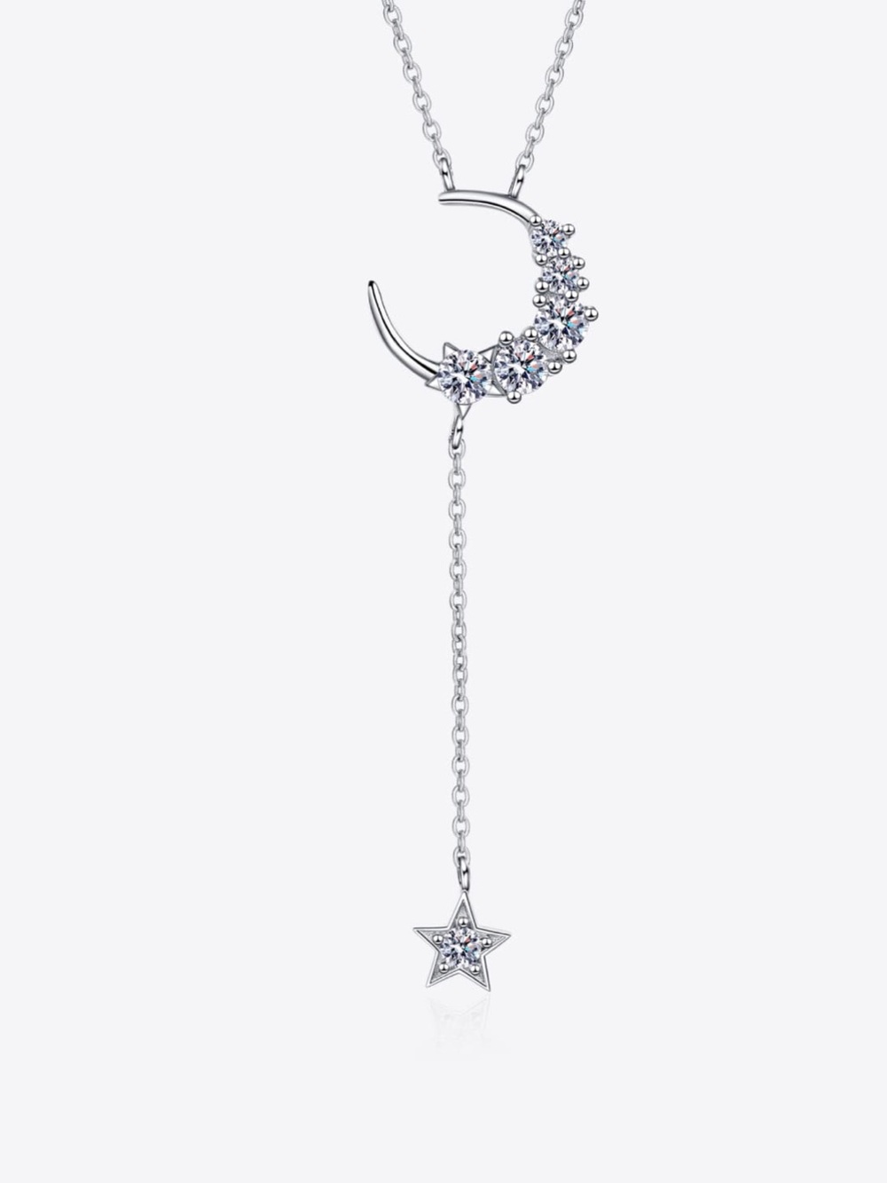Star & Moon Moissanite Necklace